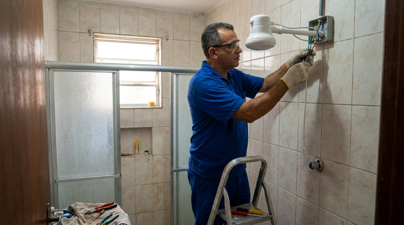 Substituição de Chuveiro Antigo em Gravataí‑RS